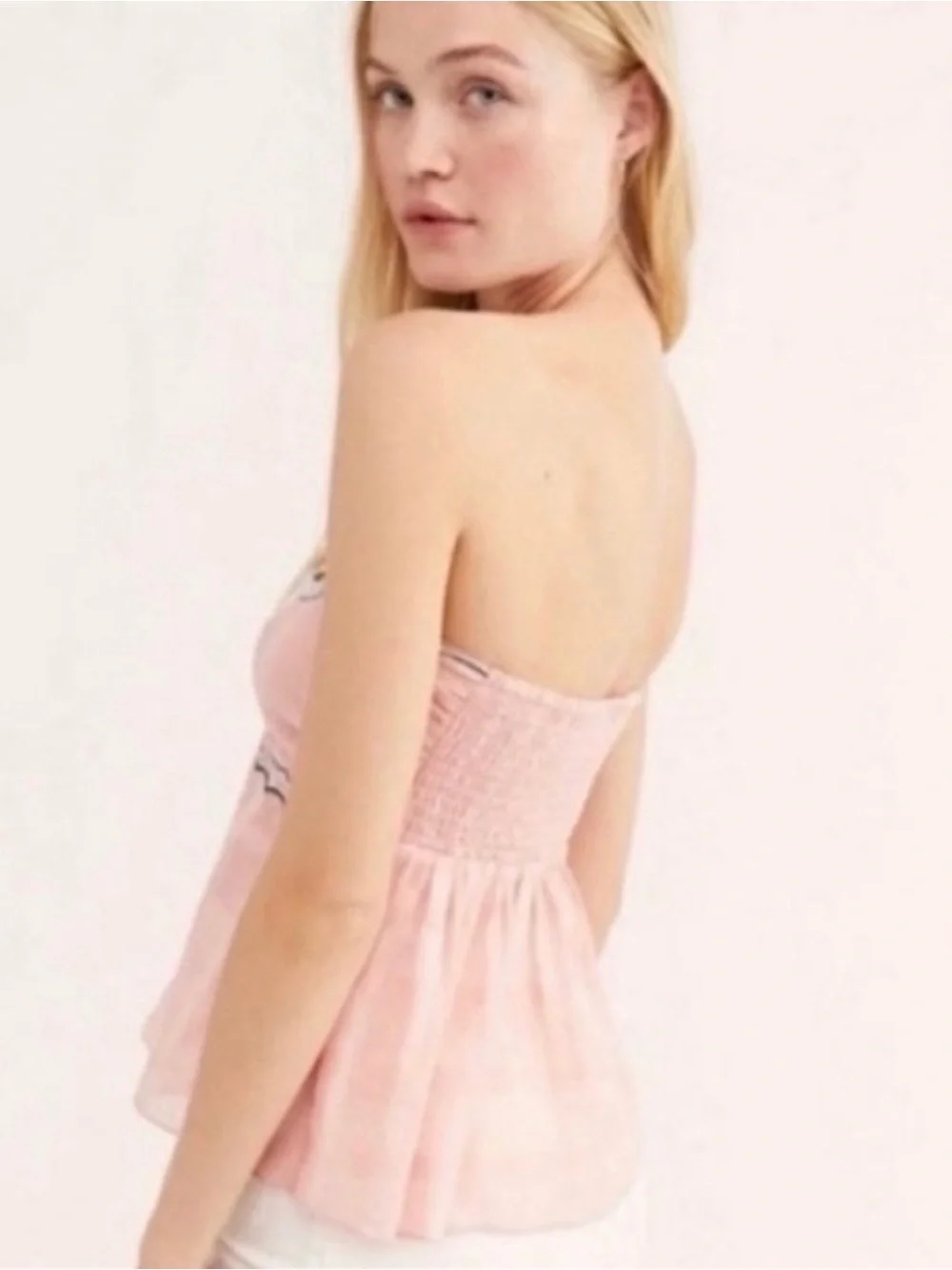 Free People Intimately Talk Back Pink Daisy Tube Top XS NWOT
